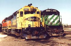 Three of the many BNSF colors